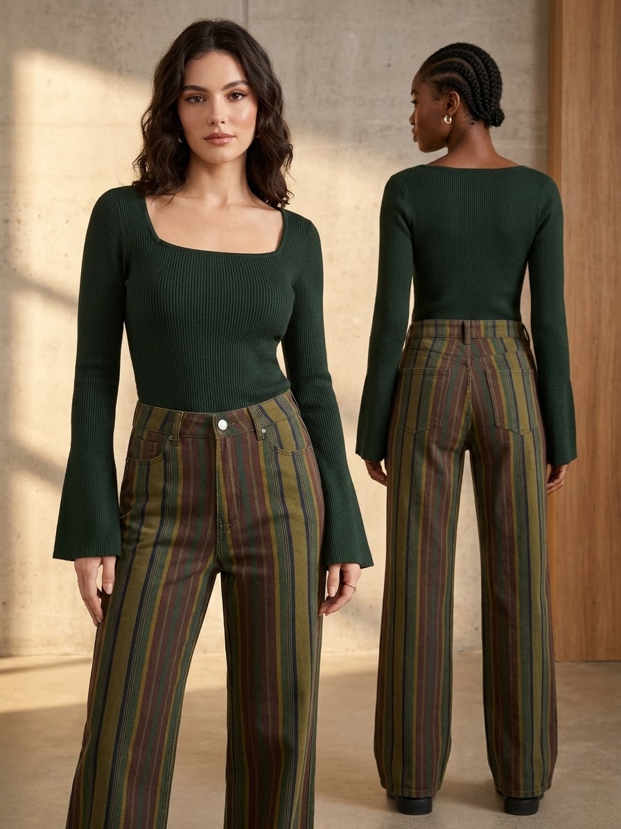 PANTALÓN RALLAS VERDES