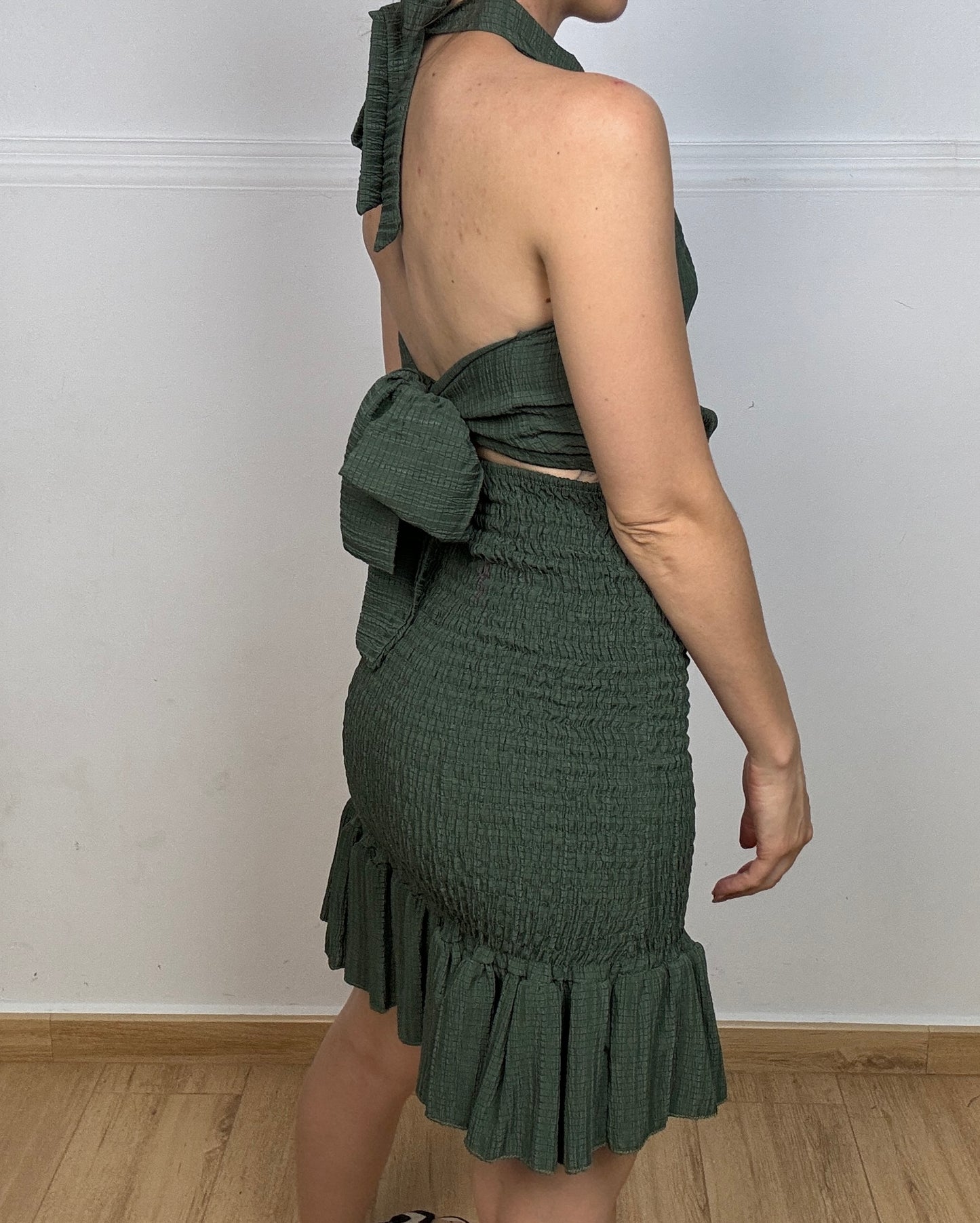 VESTIDO DESIRÉ VERDE FRUNCIDO