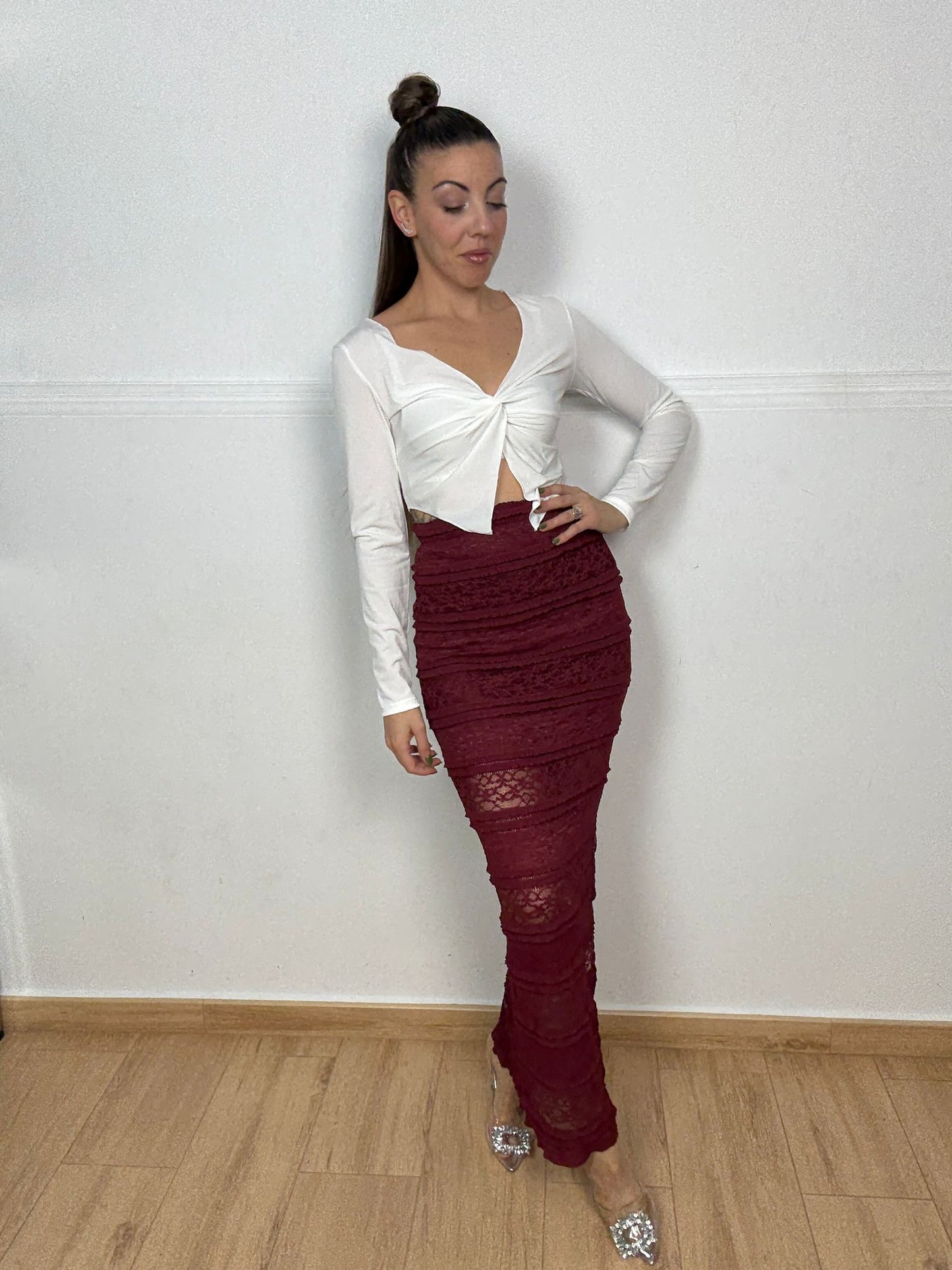 FALDA OLGA BURDEOS