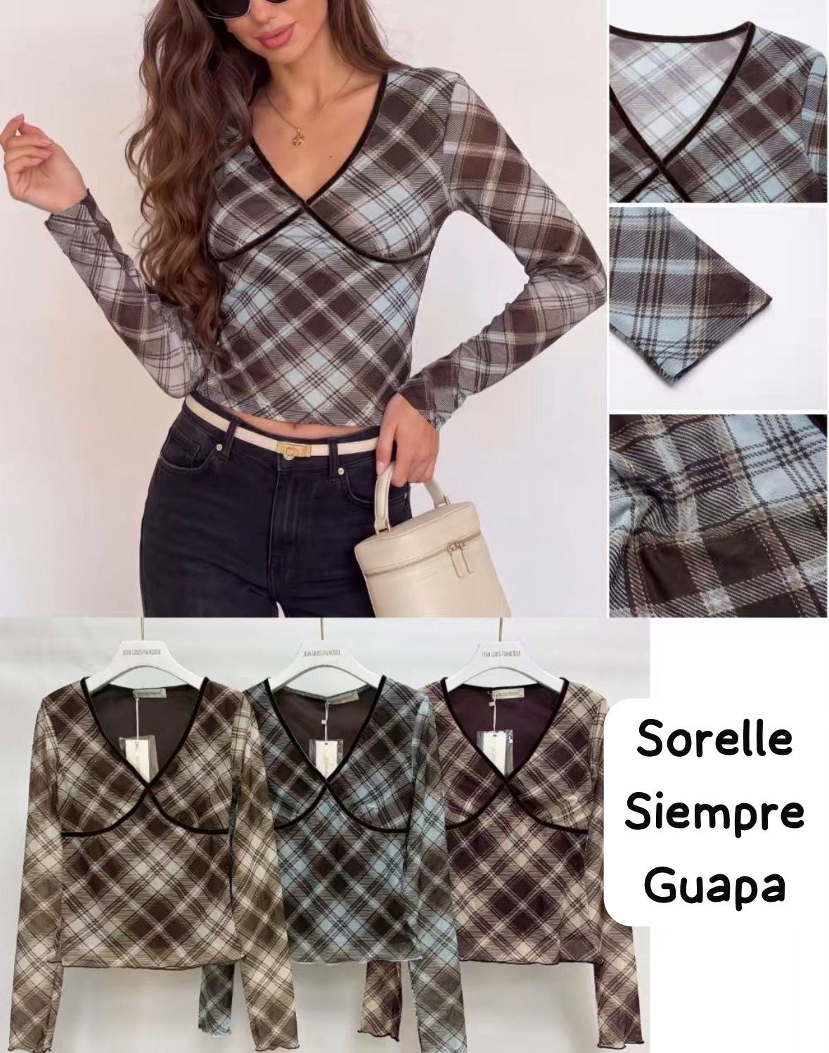 BLUSA ROMBOS (mangas semitransparente)
