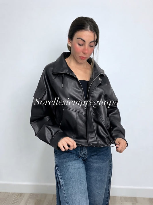 CHAQUETA BOMBER NEGRA