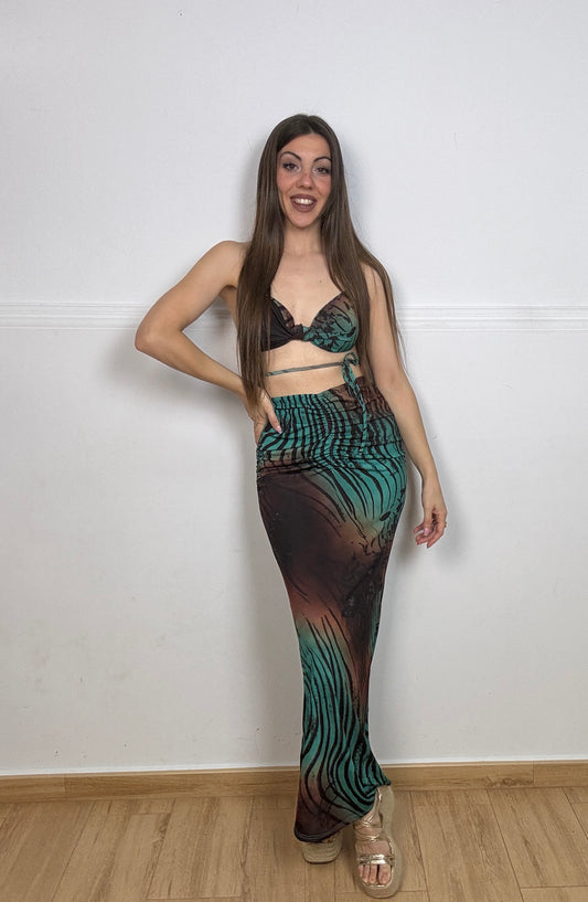 CONJUNTO TOP BIKINI Y FALDA