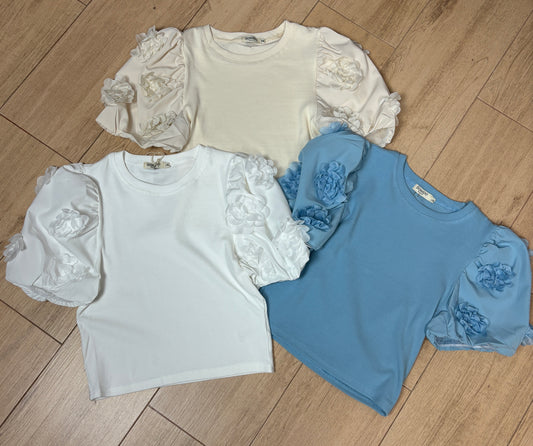 BLUSA FLORES MANGAS