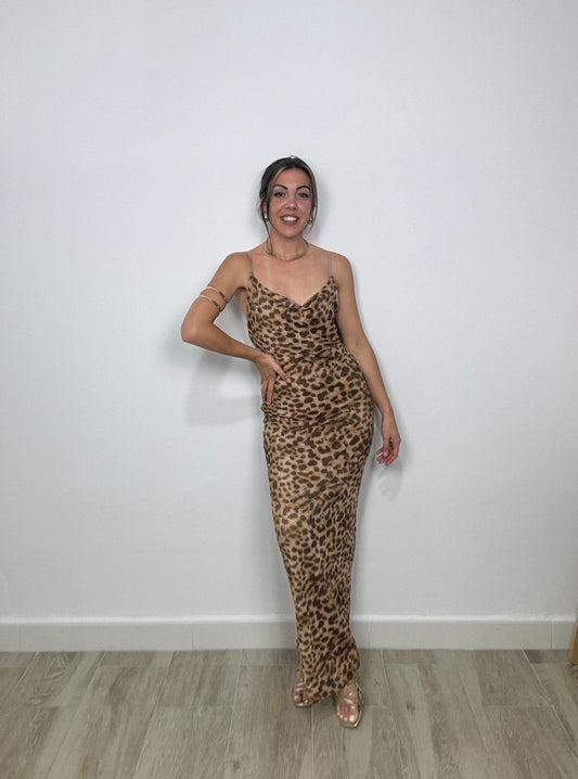 VESTIDO LEOPARDO MARRON