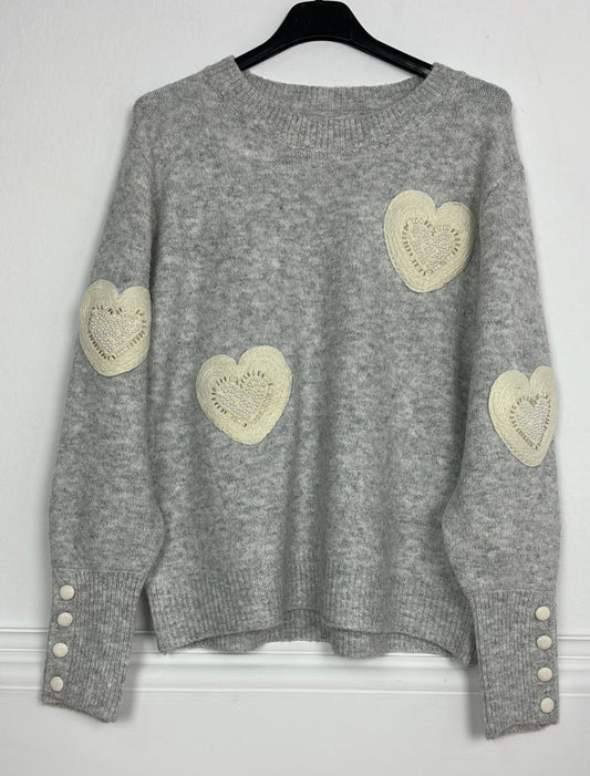 JERSEY CORAZONES GRIS