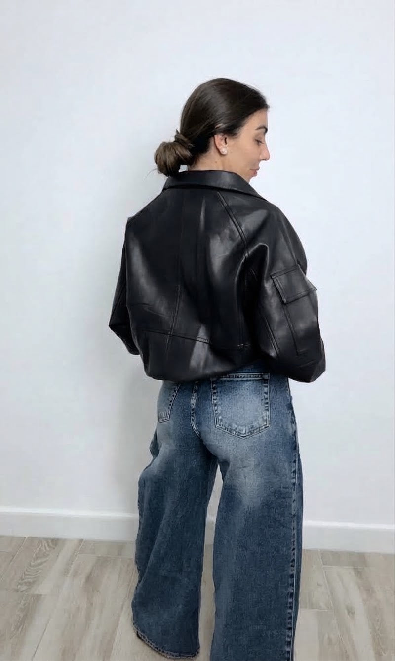 CHAQUETA BOMBER NEGRA