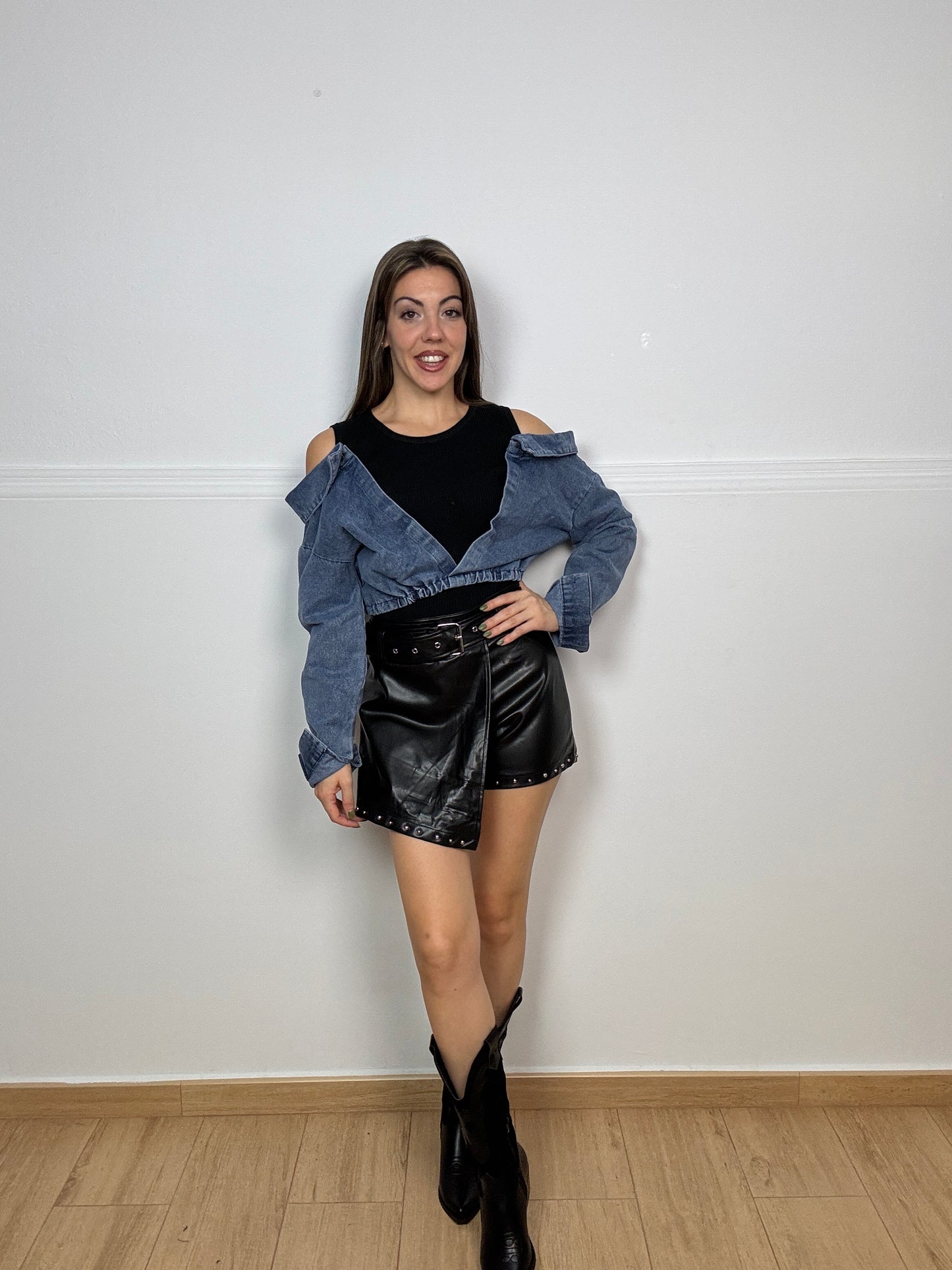 Camisa vaquera más blusa algodón tirante conjunto