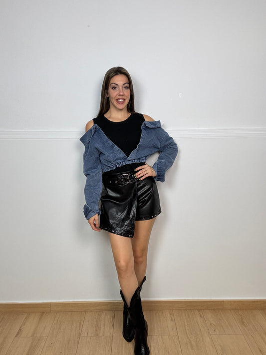 Camisa vaquera más blusa algodón tirante conjunto