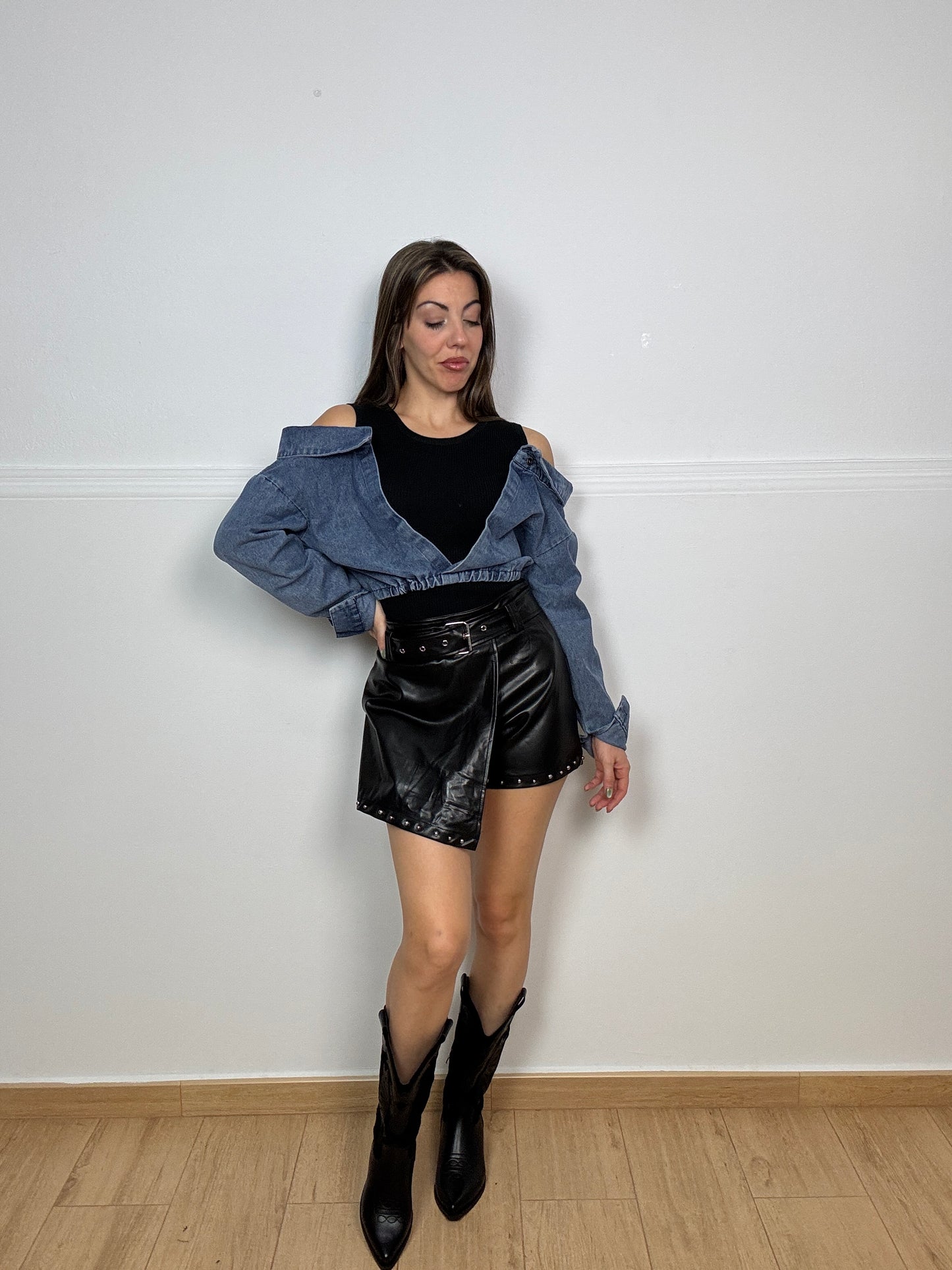 Camisa vaquera más blusa algodón tirante conjunto