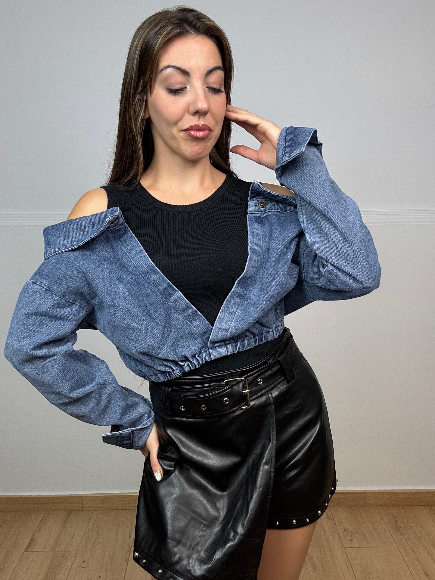 Camisa vaquera más blusa algodón tirante conjunto